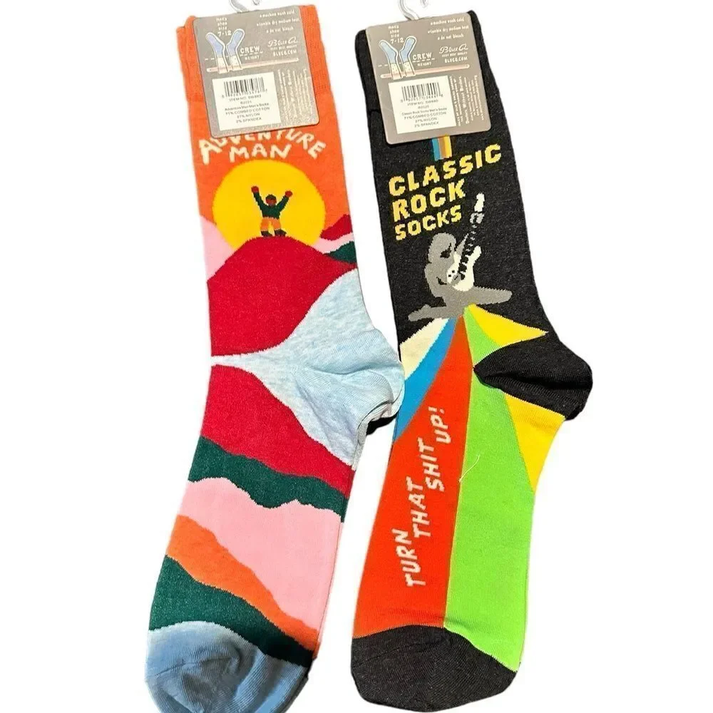 NWT BlueQ Men’s Crew Novelty Socks - 2 Pair - Fits Shoe Size 7-12